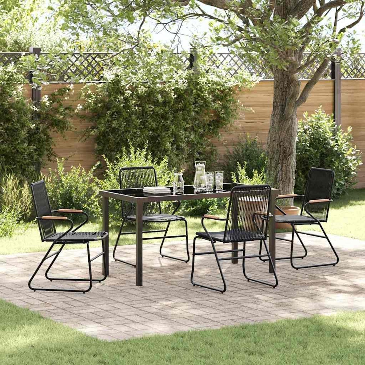 Gepoedercoat stalen tuinset elegant buitenleven 5 delig 41.62 zwart