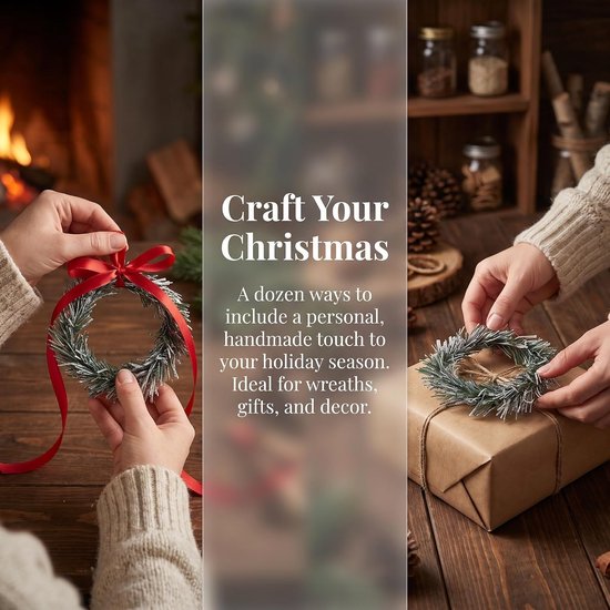 12 Stuks Delige Mini Kerstkransen Kunststof Dennennaalden Duurzame Miniatuur Feestelijke Kransen voor Kastdecoratie Deurversiering Creatieve DIY Kerstdecoratie — afbeelding 3