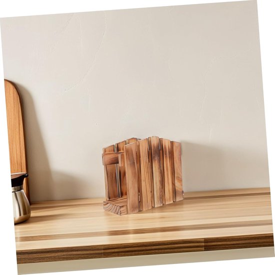 Vintage Houten Servethouder: Papieren Handdoekhouder Met Antislip Pads. Boerderijkeukendecoratie Voor Eettafel, Aanrecht En Koffiebar. — afbeelding 3