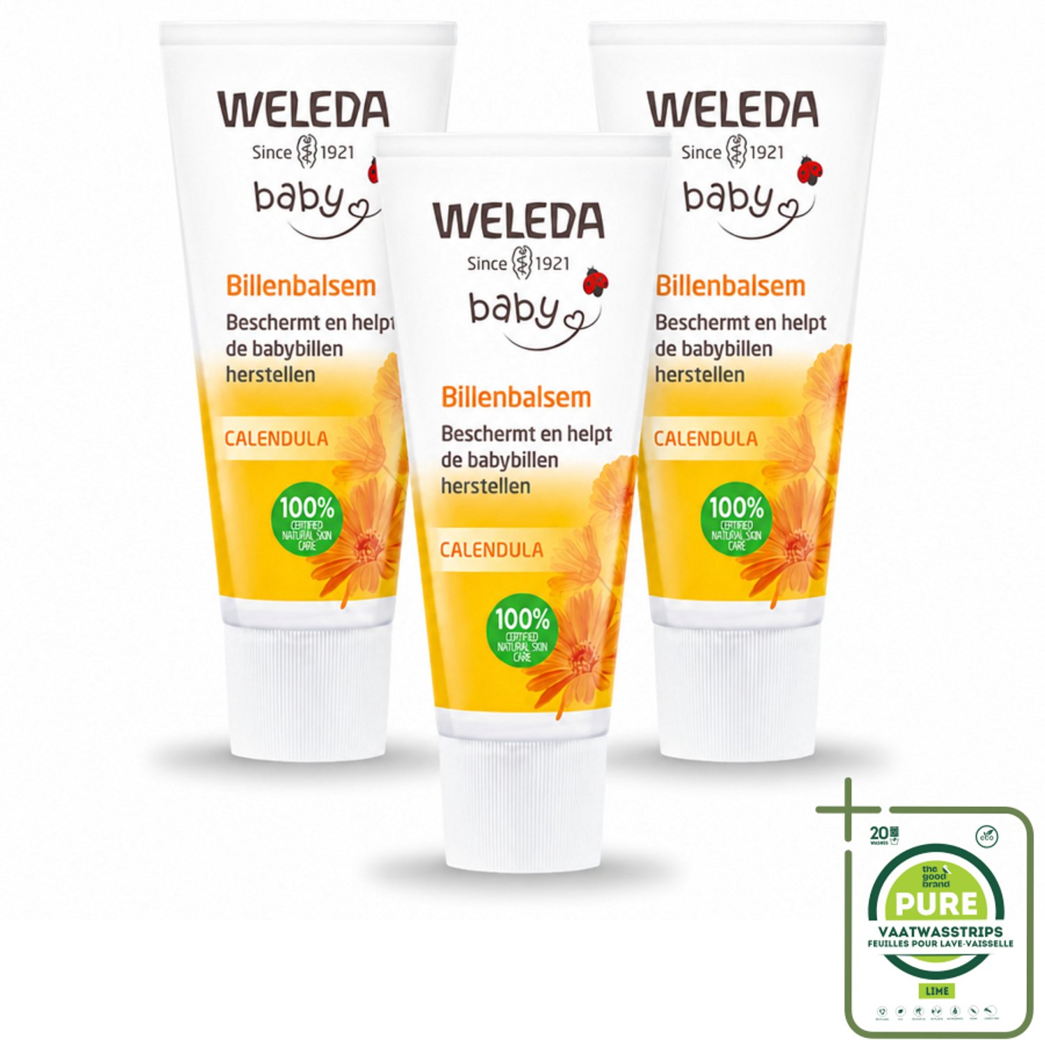 3 x WELEDA - Billenbalsem - Baby Calendula - 30 ml - Grootverpakking - Vaatwasstrips - Babybillen - Luieruitslag - Babyhuid - Natuurlijke Verzorging - Zinkoxide