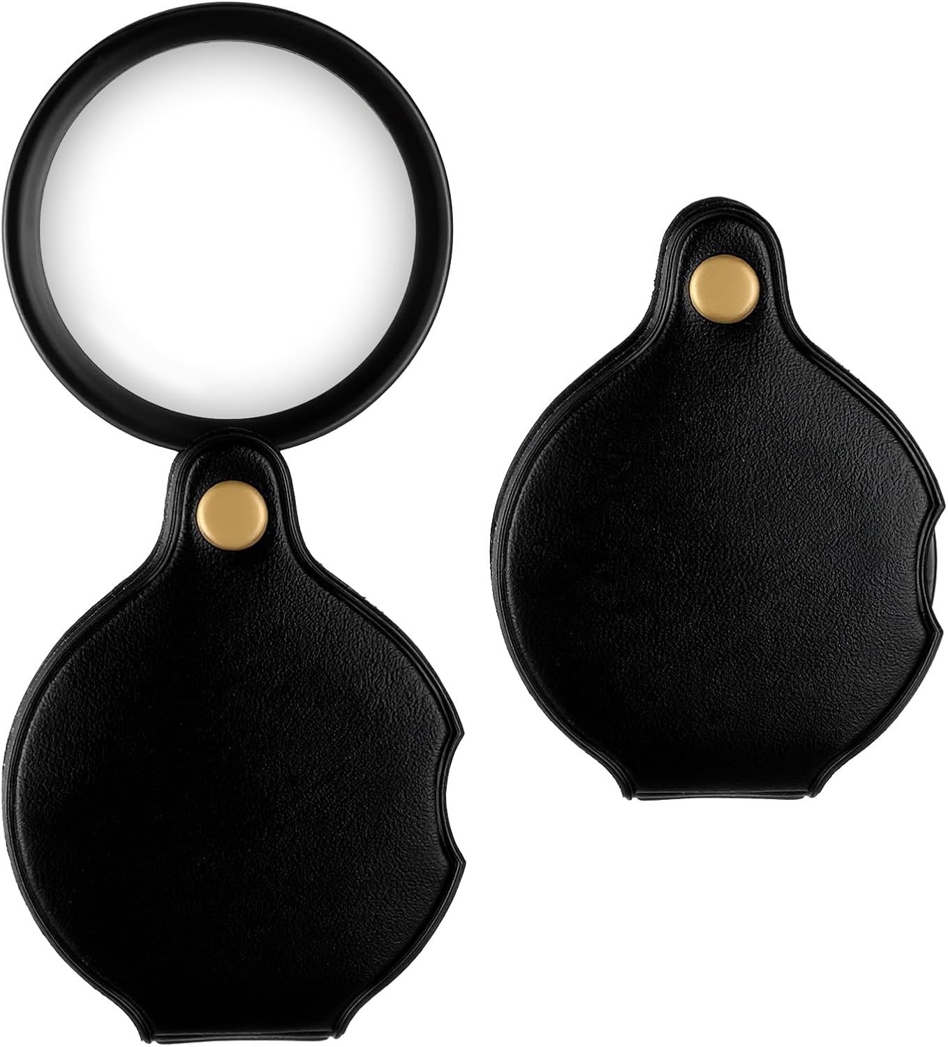 Set van 2 Vouwbare Pocketloep, 10x Vergroting, Compacte Lezen Loep met Leren Beschermhoes, Ideaal voor Boeken en Kranten