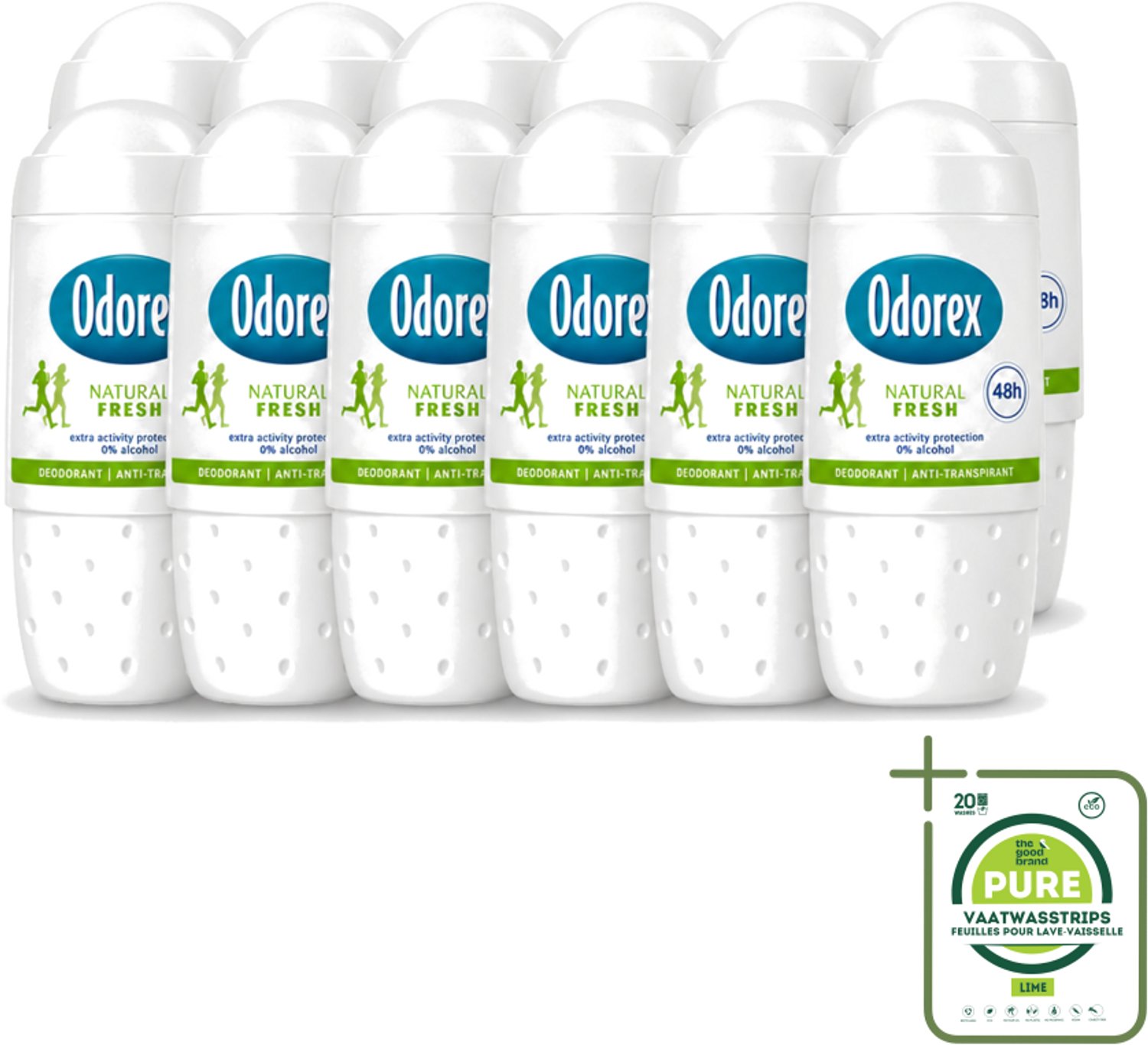 12 x Odorex - Deodorant Roller - Natural Fresh - Natuurlijke Frisheid - 50 ml - Grootverpakking - Deodorantroller - Alcoholvrije Deodorant - Frisse Geur - Huidbescherming - Zweetgeur