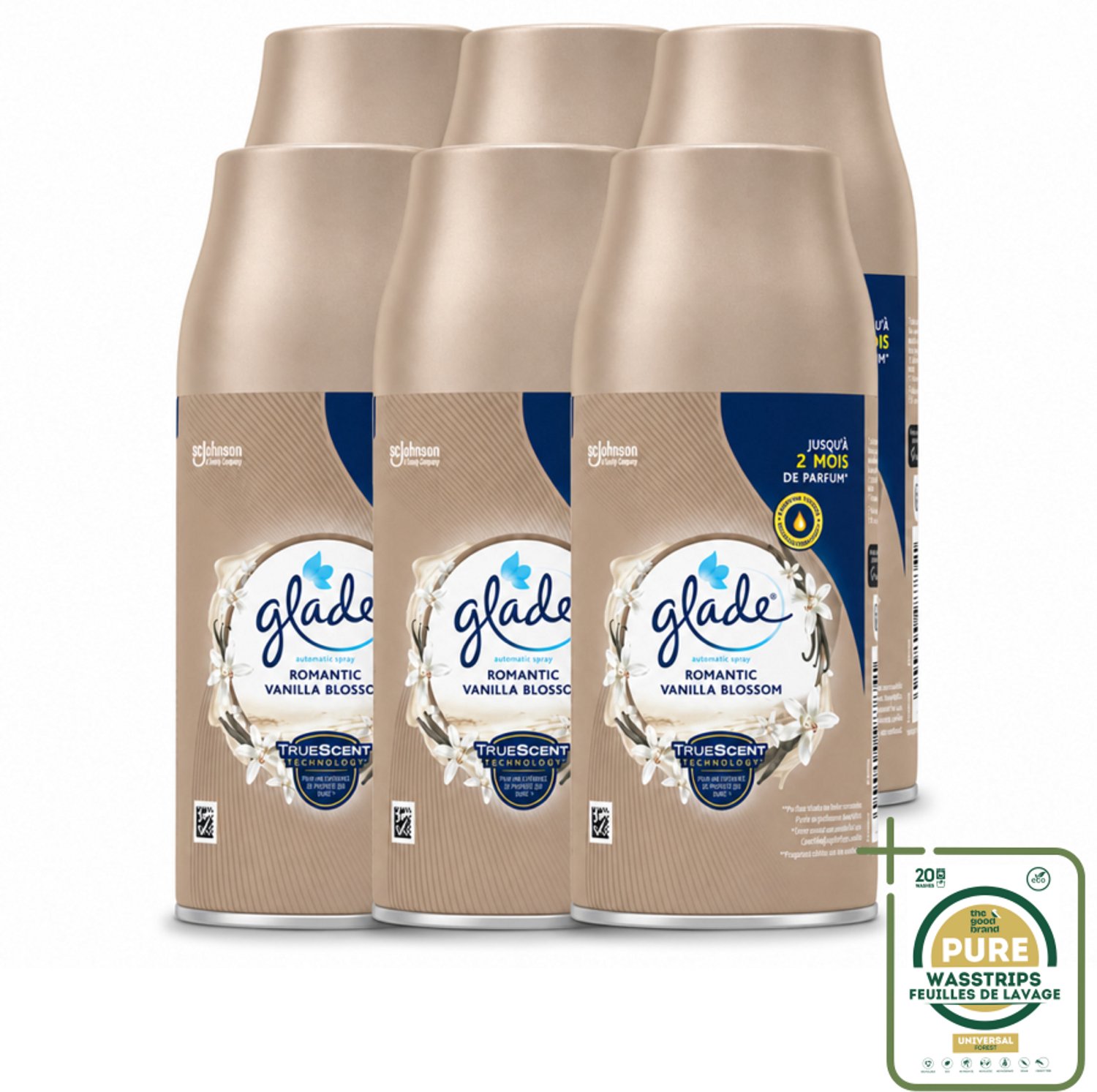 6 x Glade - Romantic Vanillebloesem Navulling - 269 ml - Wasstrips - Romantische Geur - Luchtverfrisser - Automatische Spray - Vanillebloesem - Warme Geur