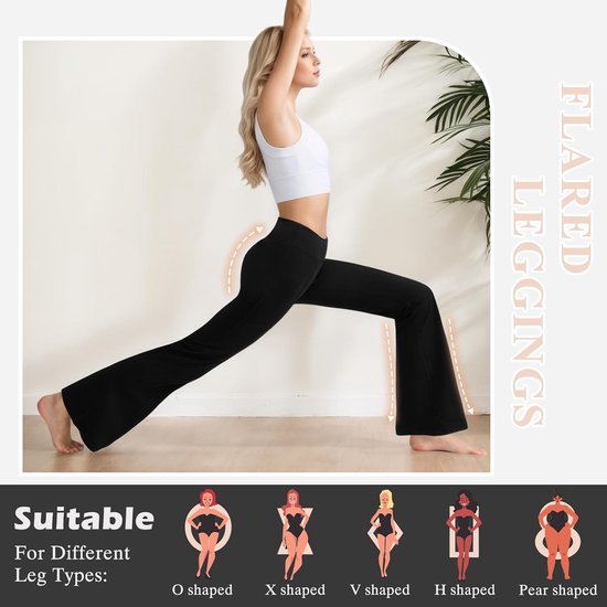 Lishang Flared Yogabroek voor dames, leggings, hoge taille, bootcut, slagbroek, yogabroek, brede pijpen, V-taille met zakken, ondoorzichtige leggings, jazzbroek, joggingbroek, sportbroek — afbeelding 2