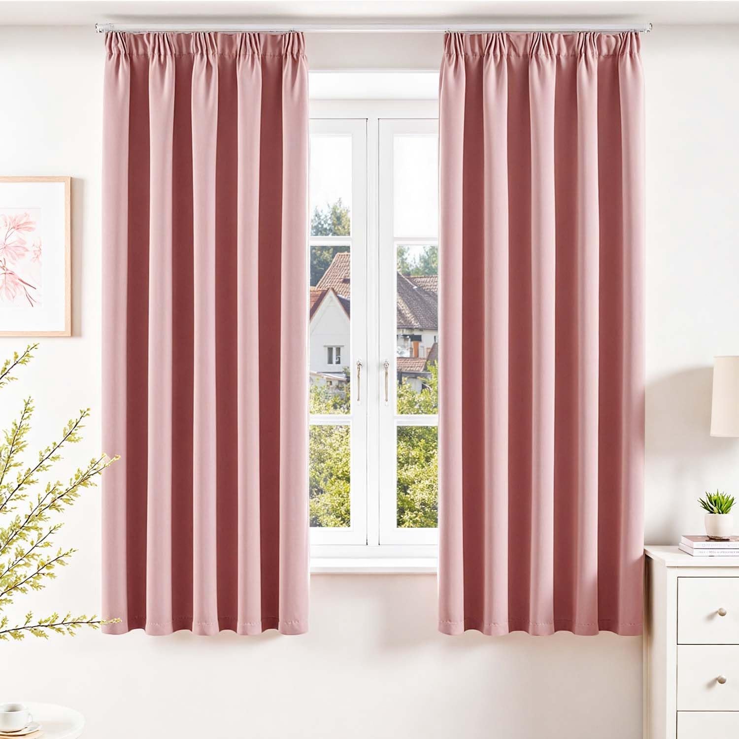Vangao Blackout Curtain, Ruffle Tape, Living Room, Window, Bedroom, Balcony, Thermal Curtains, 140 x 175 cm (W x H) - ShopVlot