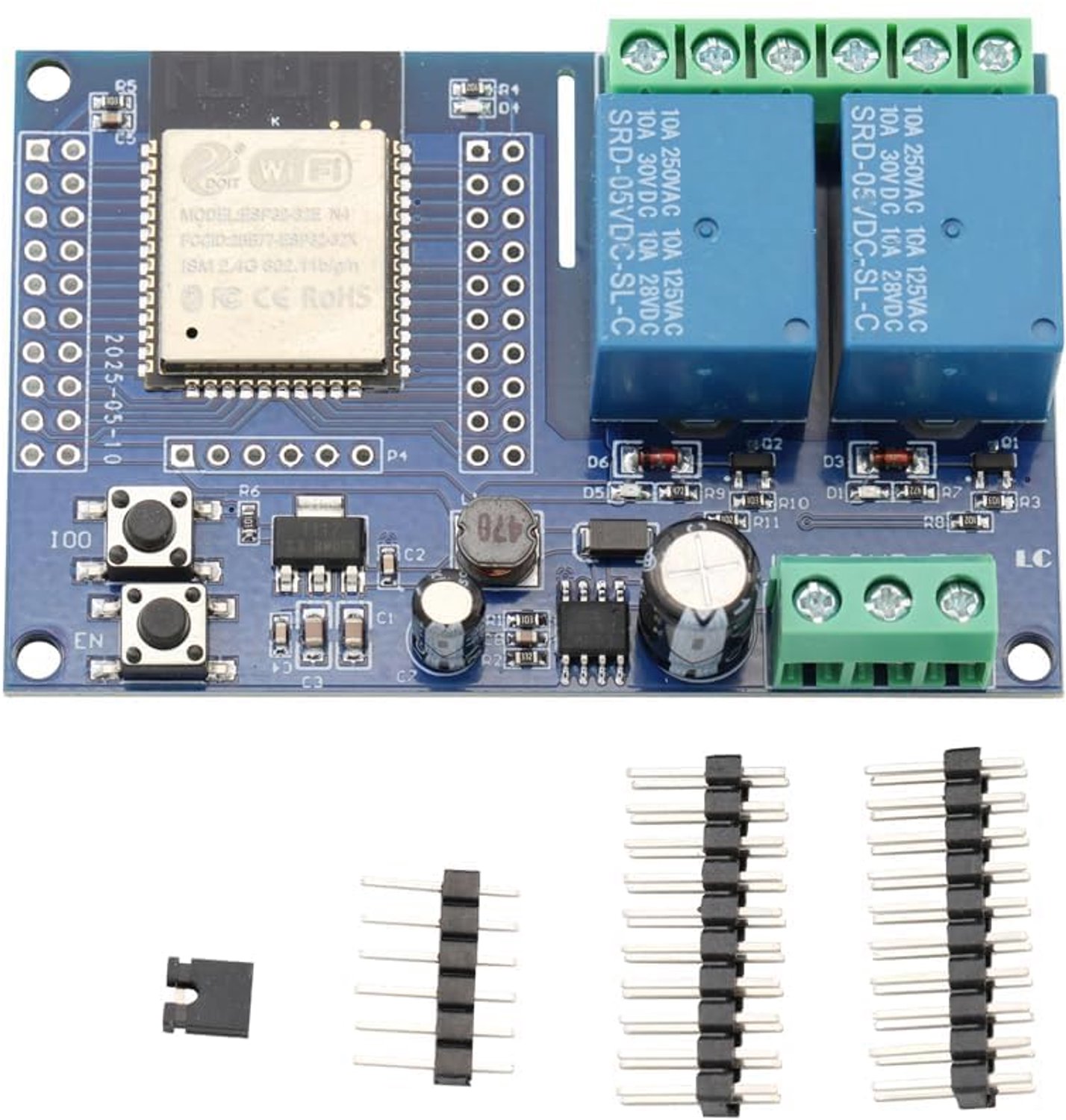 ESP 2 Channel Relay Module DC5-60V Dual WiFi and Bluetooth Relay Module with 4MB Flash Memory ESP32 Secondary - ShopVlot