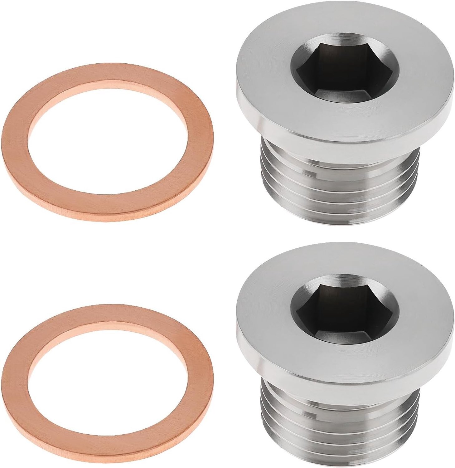 Set van 2 inbussleutels M16 x 1.5 mm van roestvrij staal met koperen ring voor zuurstofsensor en uitlaatsysteem installatie