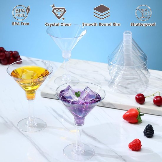 40 stuks herbruikbare kunststof martini-glazen, 150 ml, grote martiniglazen, margarita-glazen van kunststof, perfect voor nieuwjaarsfeesten, wijn, desserts, aperitieven en — afbeelding 2