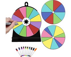 3PCS Spinning Prize Wheel, 8, 10, 12 Slots Kleur Spin Fortune Wheel, Spinner Top Roulette Wheel met Marker Pen, Dry Erase Marker, Tabletop Roulette Spins Wheel Voor Trade Shows Carnival Fortune