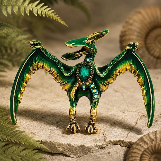 Vintage pterodactyl dinosaurus broche zinklegering draak speld voor dames heren opvallende bedels cadeaus jassen pakken jurk accessoires — afbeelding 5