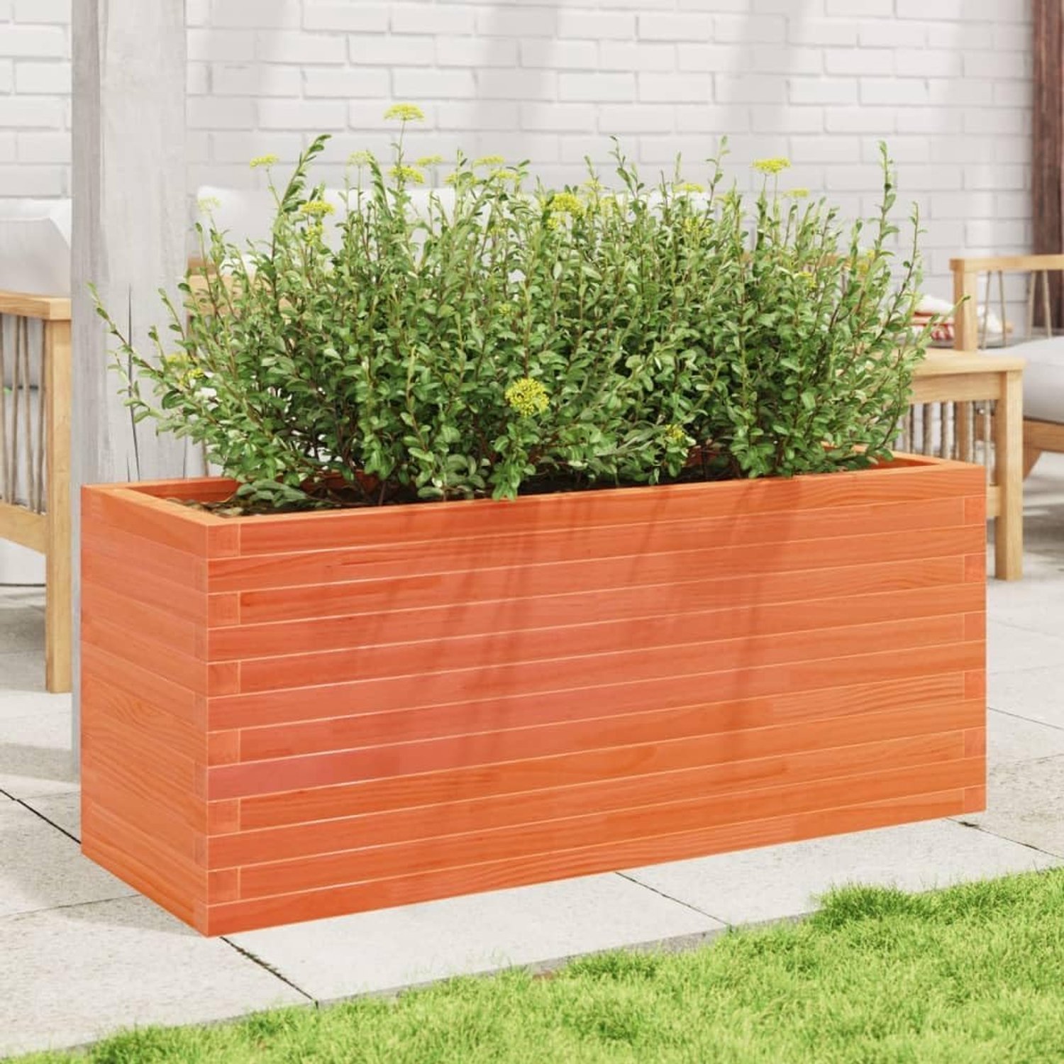 Bloembak van massief grenenhout, 110 x 40 x 45,5 cm, bruin