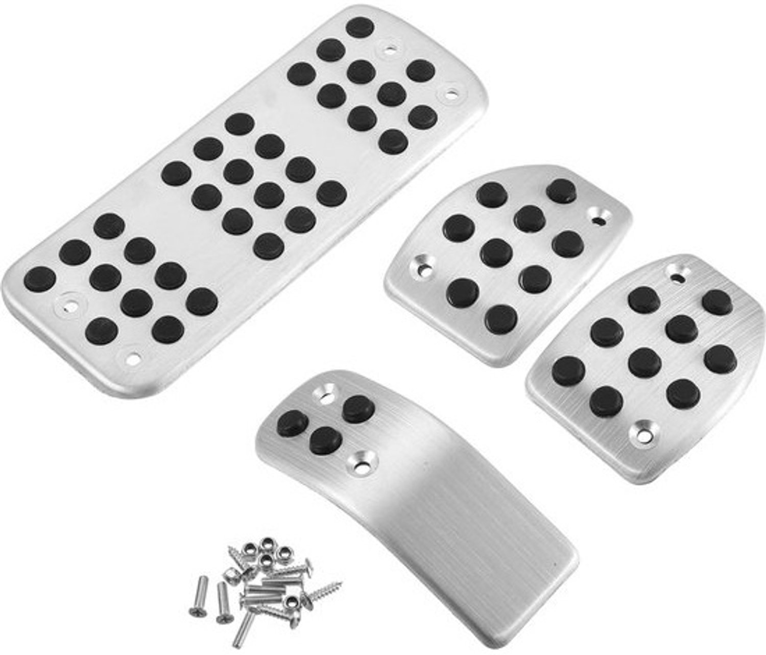4-delige antislip-pedaalcoverset - Voor Peugeot 207, 208, 307 - Aluminium en rubber