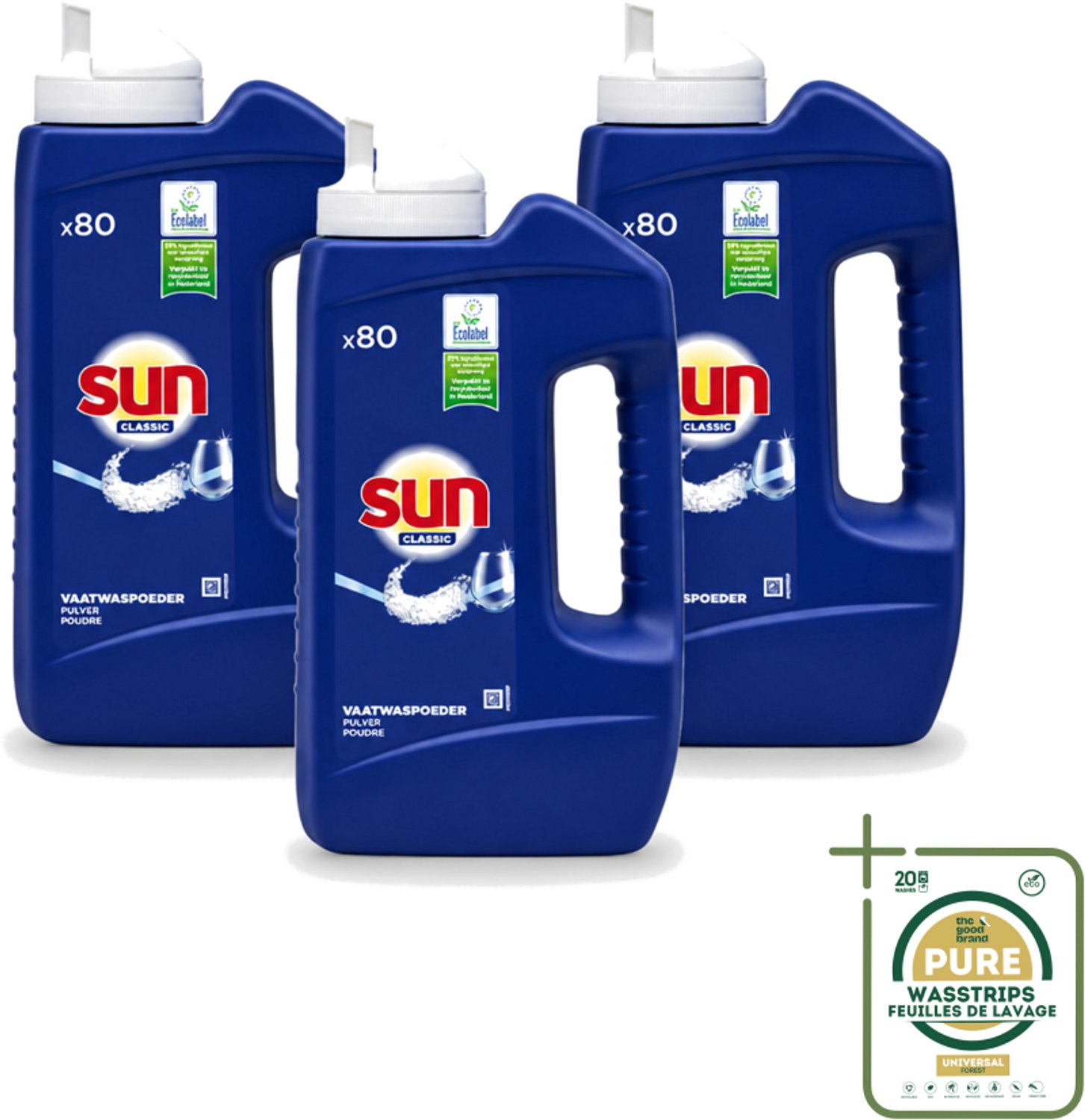 3 x Sun - Vaatwaspoeder - 80 Wasbeurten - 1.36 kg - Wasstrips - Vaatwaspoeder - Vaatwasmachine - Vaatwas - Vlekken Verwijderen - Schone Vaat