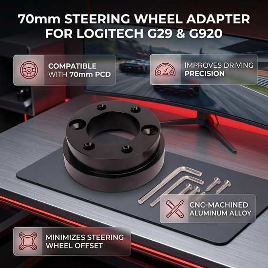 Steering Wheel Adapter 70mm voor Racing Simulators, Compatibel met 13-14 Inch Stuurwielen en G29 G920 Modellen — afbeelding 2