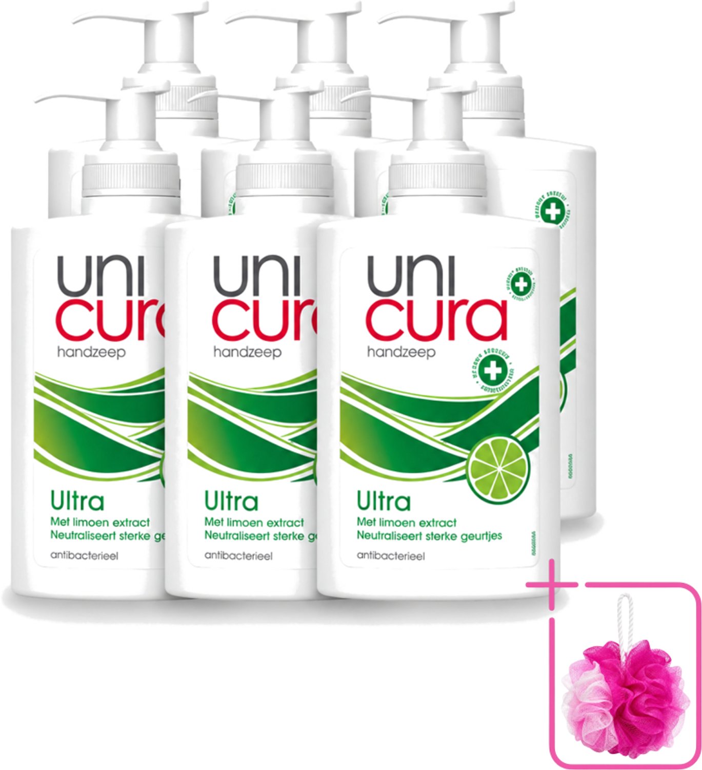 6 x Unicura - Vloeibare Zeep Ultra - Verzorgend - 250 ml Pomp - Bulkverpakking - Handzeep - Douchemop - Antibacteriële handzeep