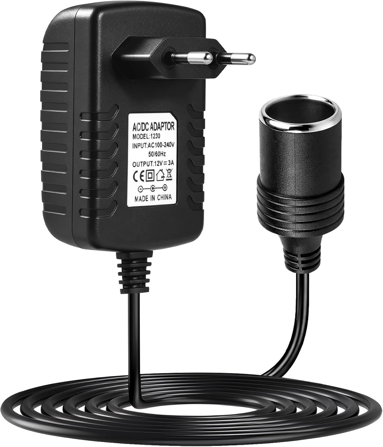 Auto netadapter 12V 3A - Spanningsomvormer 100-240V AC naar 12V DC - Universeel voor auto-accessoires - ShopVlot