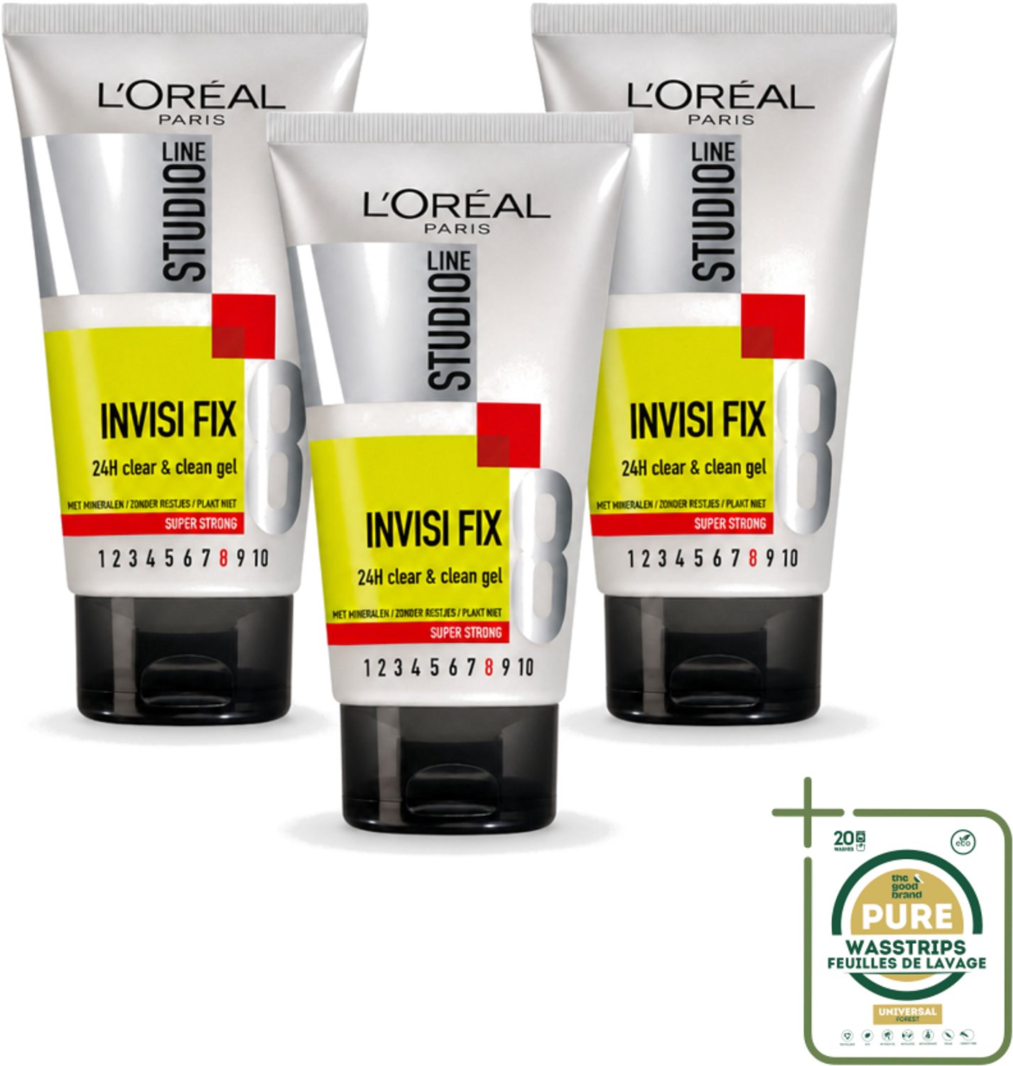 3 x L'Oréal Paris - Studio Line Invisi Fix 24h Clear & Clean - Wax - Super Sterke Fixatie - 150 ml - Haarkleur - Haartypen - Haarspanning - Haartypen - Haartypen