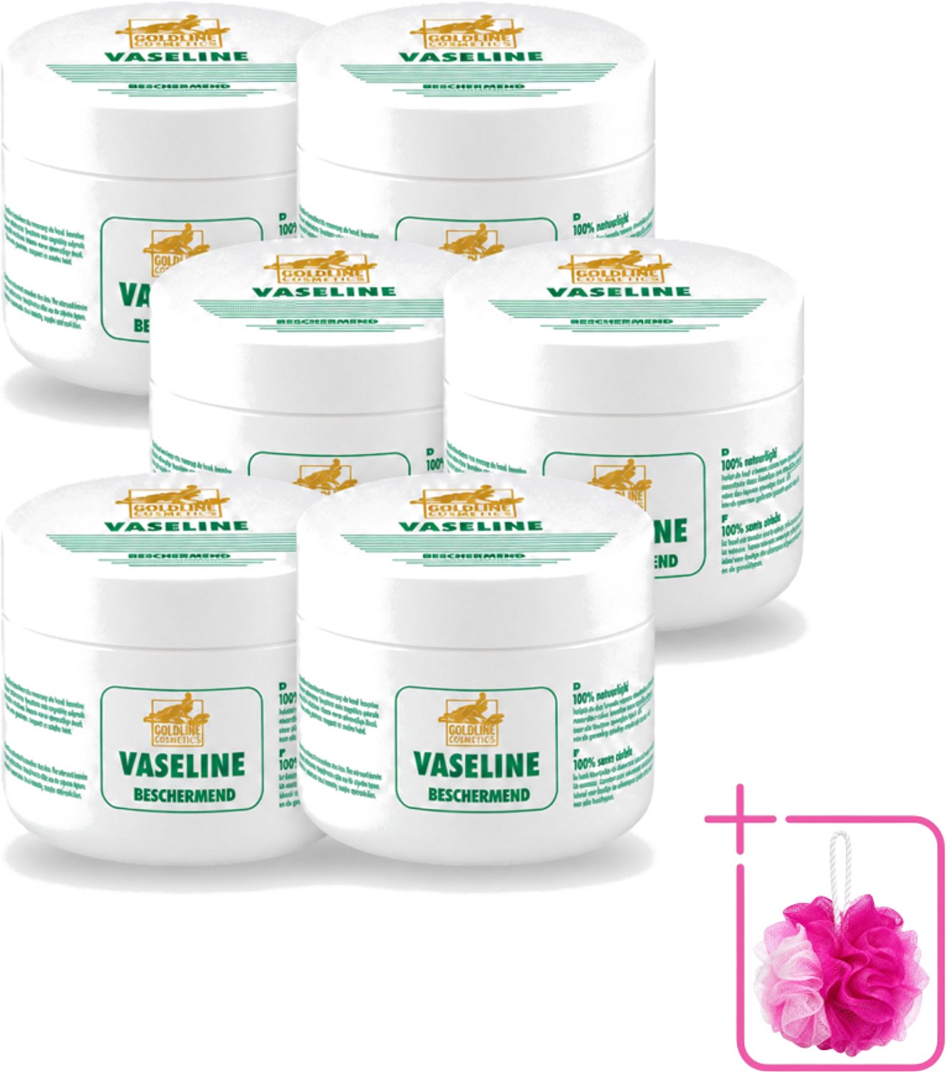 6 x Goldline - Vaseline - Huidverzorging - Beschermend & Hydraterend - 250 ml - Bulkverpakking - Bodycrème - Douchemop - Hydratatie