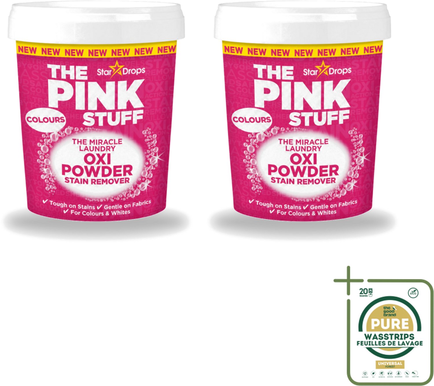 2 x The Pink Stuff - Vlekverwijderaar - Voor Bonte Was - 1kg - Wasstrips - Vlekverwijderaar - Wasgoed Reinigen - Vlekken Verwijderen - Poeder Voor Was - Kleurbehoud