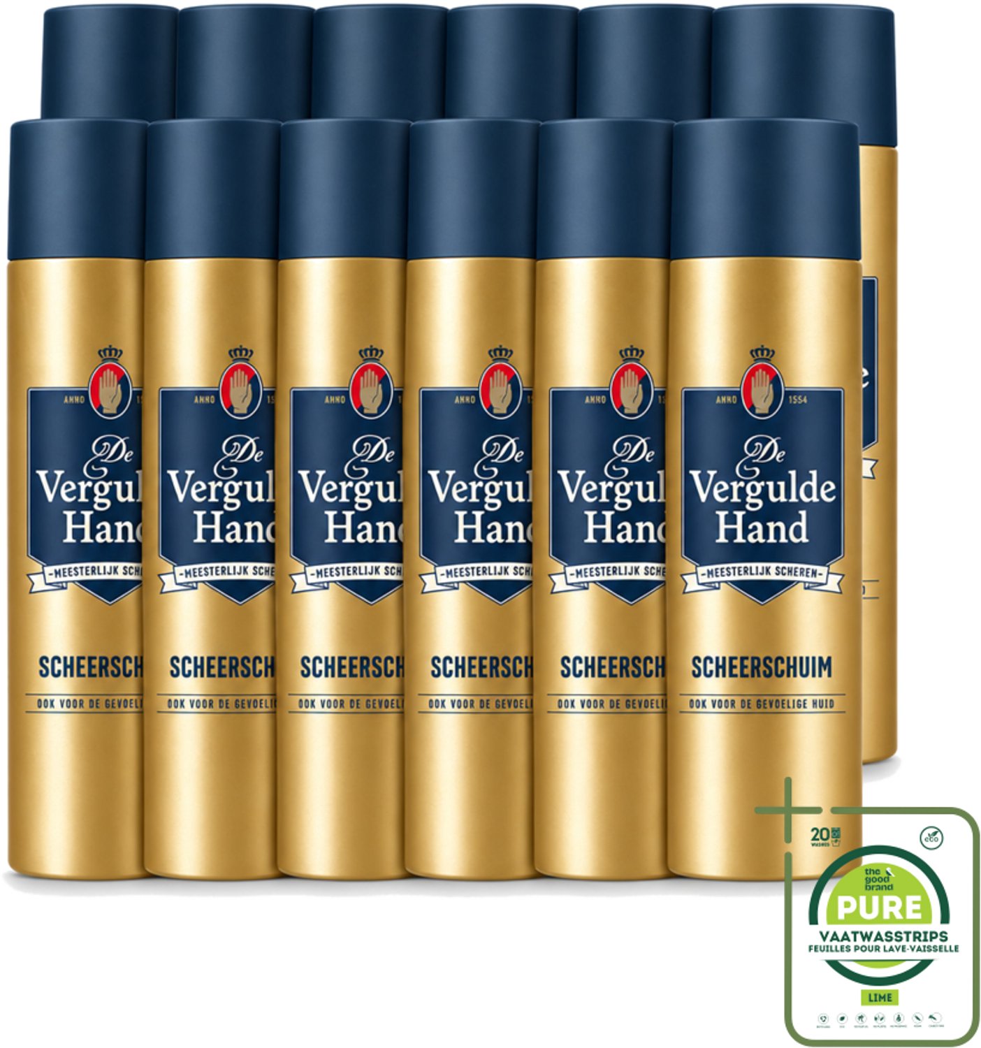 12 x De Vergulde Hand - Scheerschuim - 250 ml - Grootverpakking - Scheerschuim - Scheren - Huid Verzorgen - Glad Scheeren - Authentieke Scheerbeleving