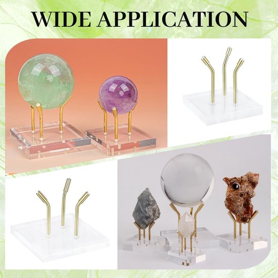 2 stuks kristallen bol displayhouder acryl vierkant kristallen bal standaard display basis moderne minimalistische standaard wereldbol stenen houder goud — afbeelding 3