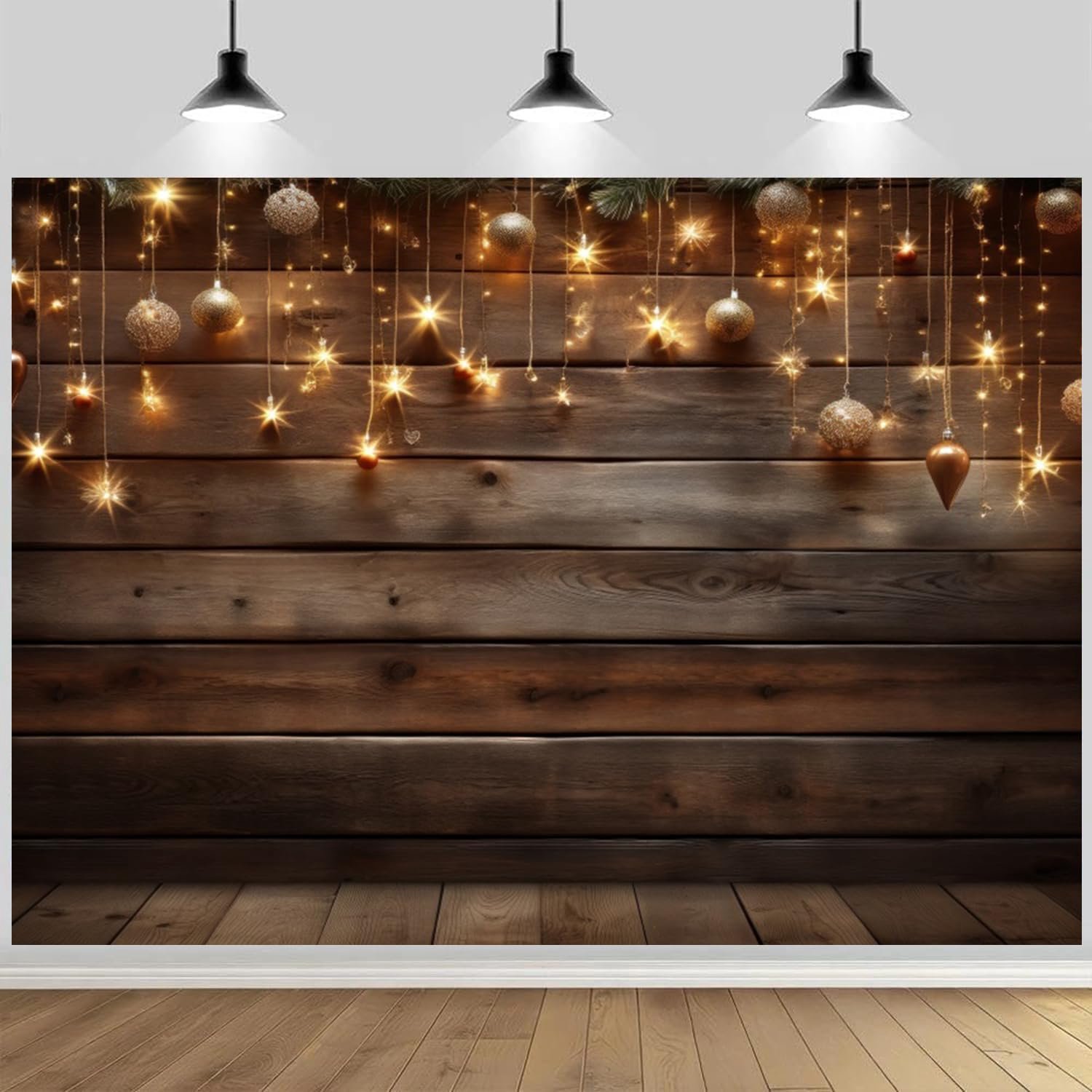 Houten achtergrond, 3 x 2,5 m, retro bruine houten muur glitter lamp fotoachtergrond, vinyl fotografie-achtergrond voor babyborrel, verjaardagsfeestje, taarttafel, decoratie, rekwisiet voor