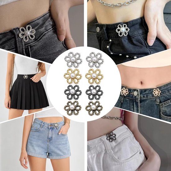 8 stuks broek strakker maken clip, afneembare broekknoop om strak te maken zonder naaien, tailleclip voor jeans, broektailleverkleiner, rok, T-shirt, jas, tas en kledingdecoratie — afbeelding 2