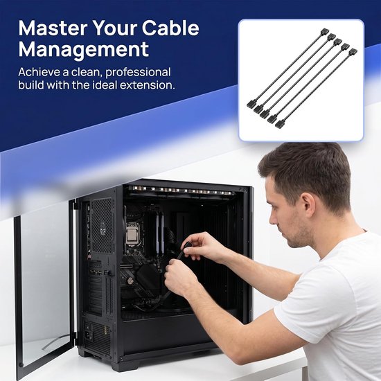 5 stuks RGB ARGB 5V 3-pin kabel voor PC-ventilator, ARGB-ventilator splitterkabel, ventilatorextensiekabel, PC-ventilatorhub en LED-synchronisatie — afbeelding 2