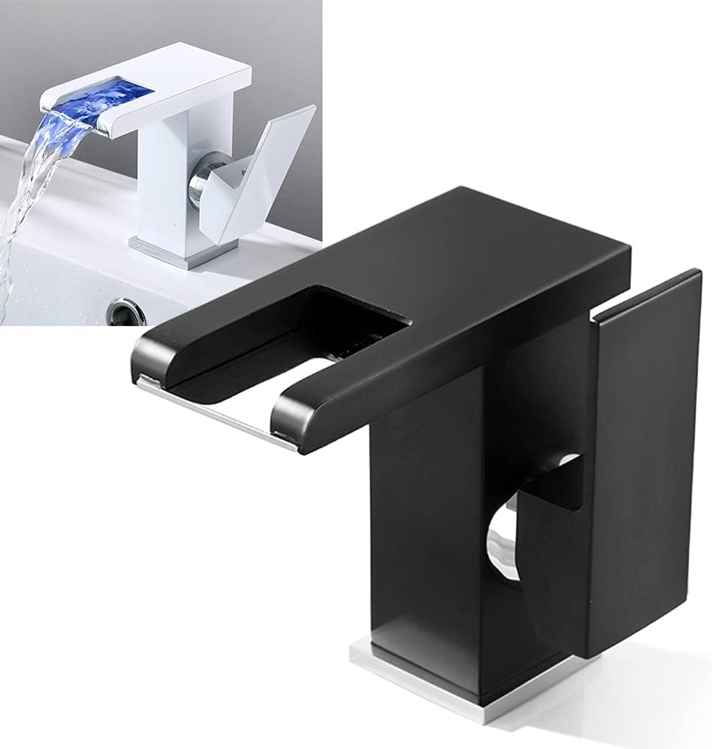 Wastafelarmatuur, zwart, waterkraan badkamer met uitloophoogte 100 mm, wastafelmengkraan, wastafel met trekstang, waterbesparend voor gasten, toilet, badkamer