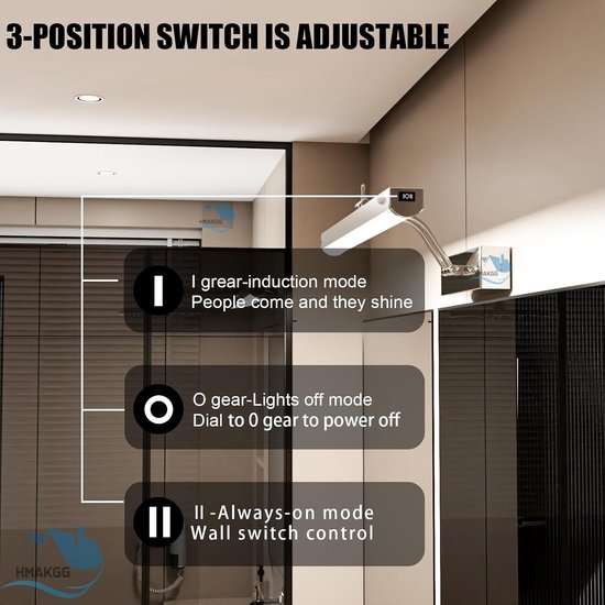 FREEDL LED-Spiegellamp Badkamer met Schakelaar, Badkamer Wandlamp met Bewegingssensor, 6000K Badkamerlamp Wand 240° Draaibaar, Waterdicht IP44 Make-uplicht voor Spiegelkasten en Spiegels, 42CM 8W — afbeelding 3