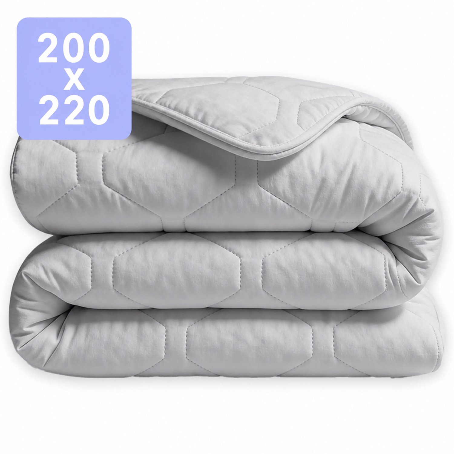 HappyBed Dekbed zonder overtrek 200x220 - 100% Katoen - Wasbaar Dekbed - Bedrukt dekbed zonder hoes - Hoesloos Dekbed - Tweepersoonsdekbed - Grijs