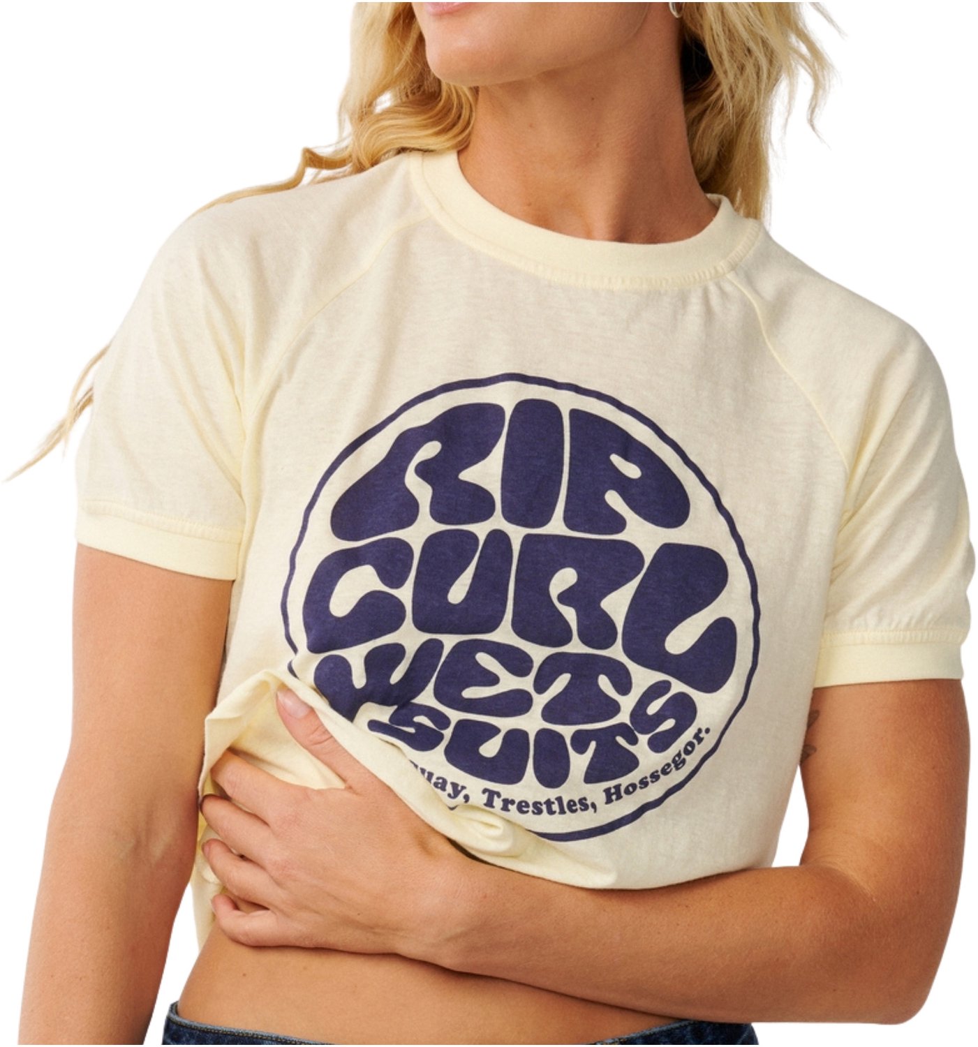 2026 Rip Curl Dames Stephanie Gilmore Wettie Ringer T-Shirt S Geel