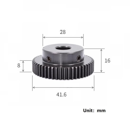 2 stuks 0,8 module 50T/55T rechte tandwielen 45# stalen CNC transmissie-naaf tandwielgat 6 mm/8 mm/10 mm/12 mm rondsel voor CNC-apparatuur(0.8 Module 50T Hole 10mm) — afbeelding 3