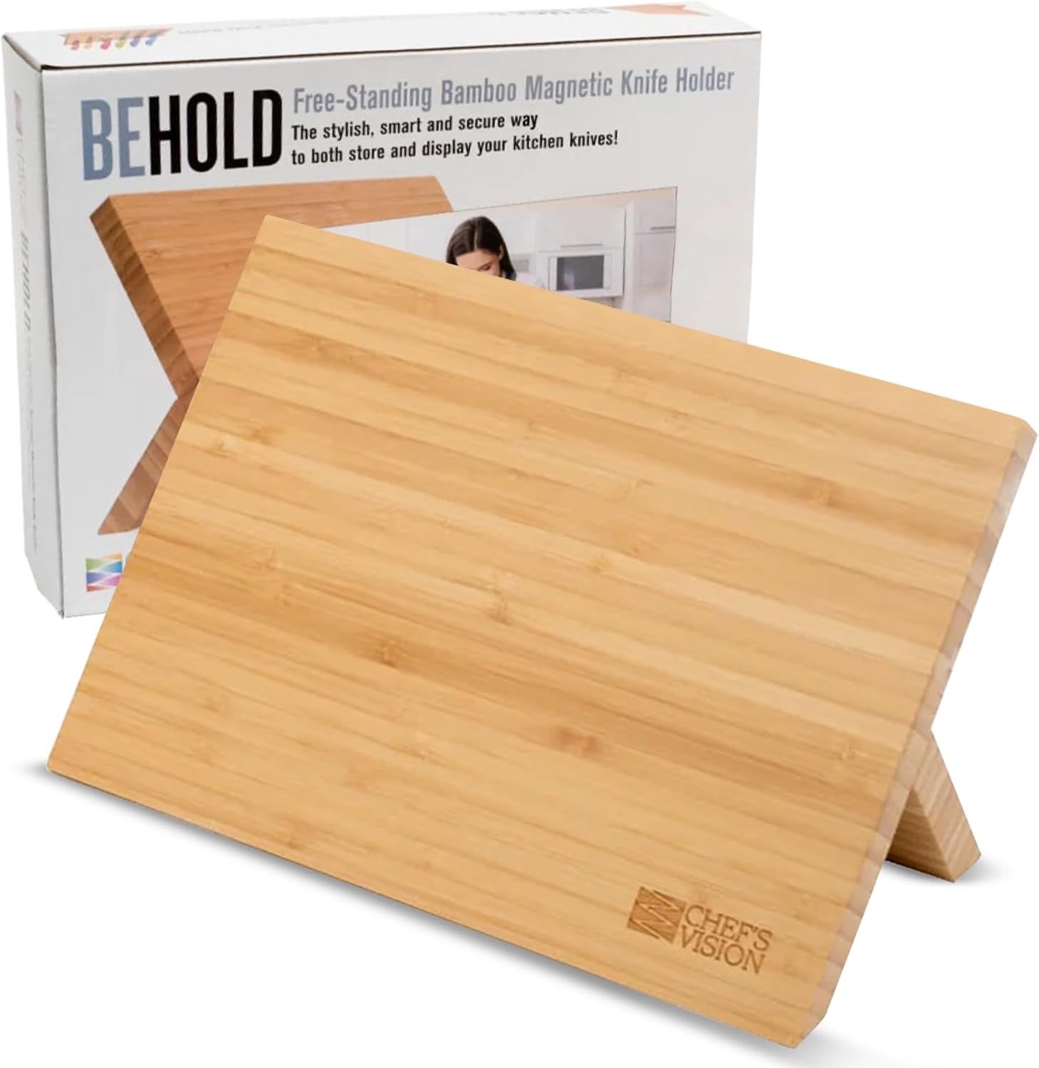 Messablok - Hout - Vrijstaand - Magnetische Messenhouder - Voor de Keuken