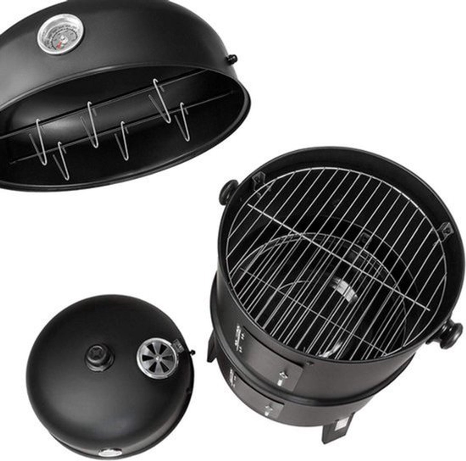 Houtskoolbarbecue - 3 In 1 Roker - RVS - Met Thermometer - Voor Buiten Koken