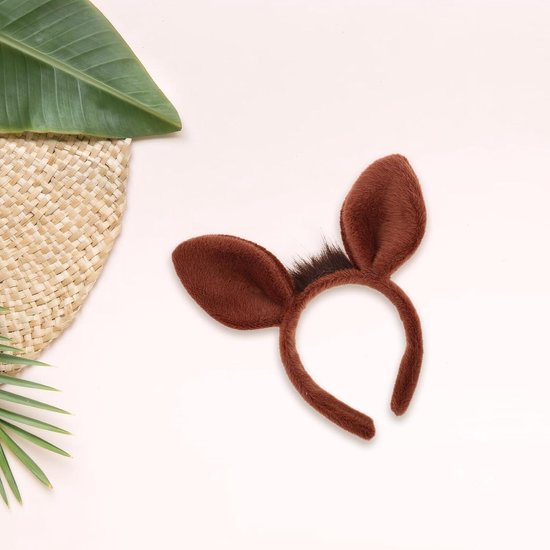 2 Stuks Pluche Paardenoren Haarbanden Zachte Bruine Dierenoren voor Dames Cosplay Festivalaccessoires Comfortabele Hoofdband voor Verjaardagen Carnavalskostuums — afbeelding 3