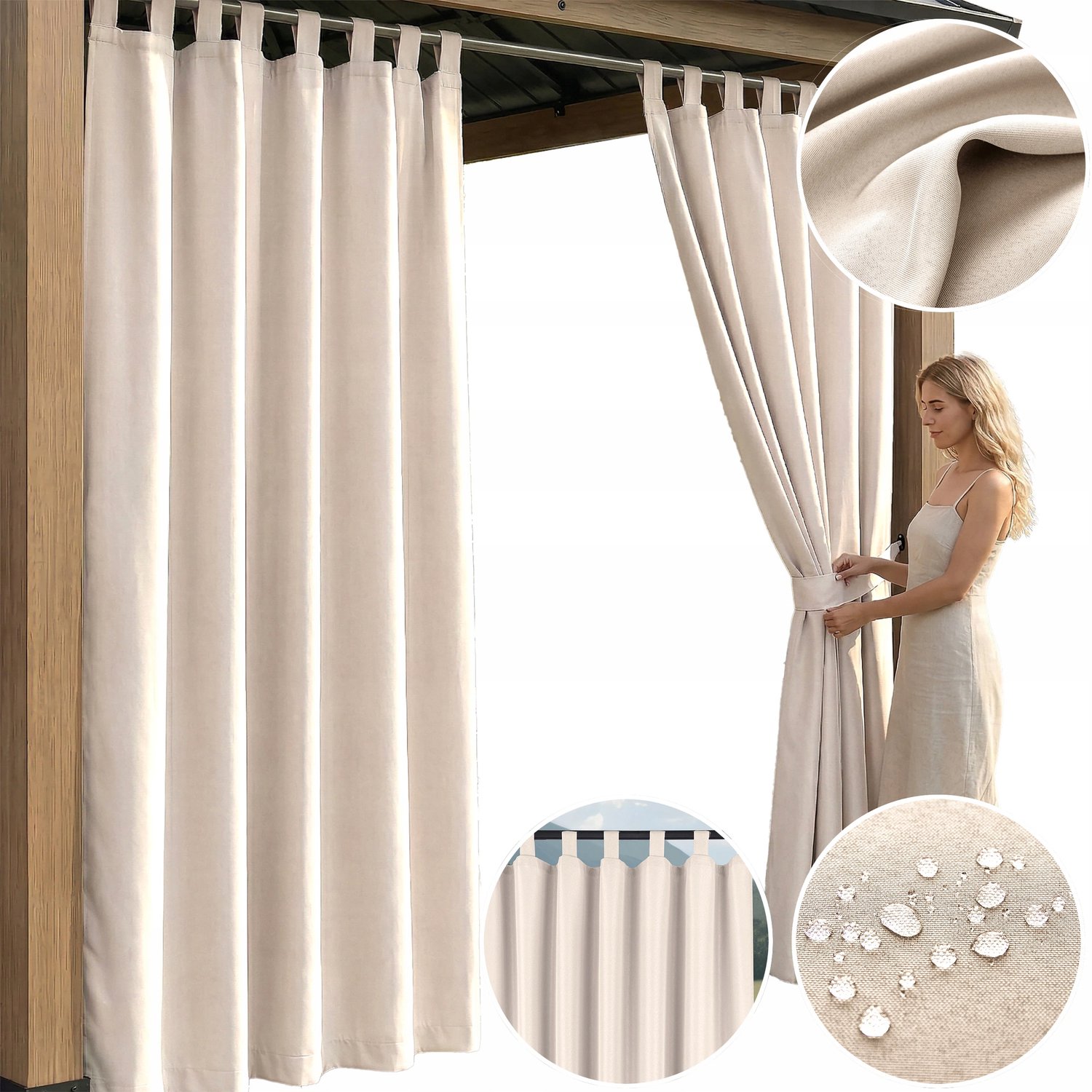 Merkloze Tuindoek 155x220cm Crème-Beige Waterdicht met Lusjes