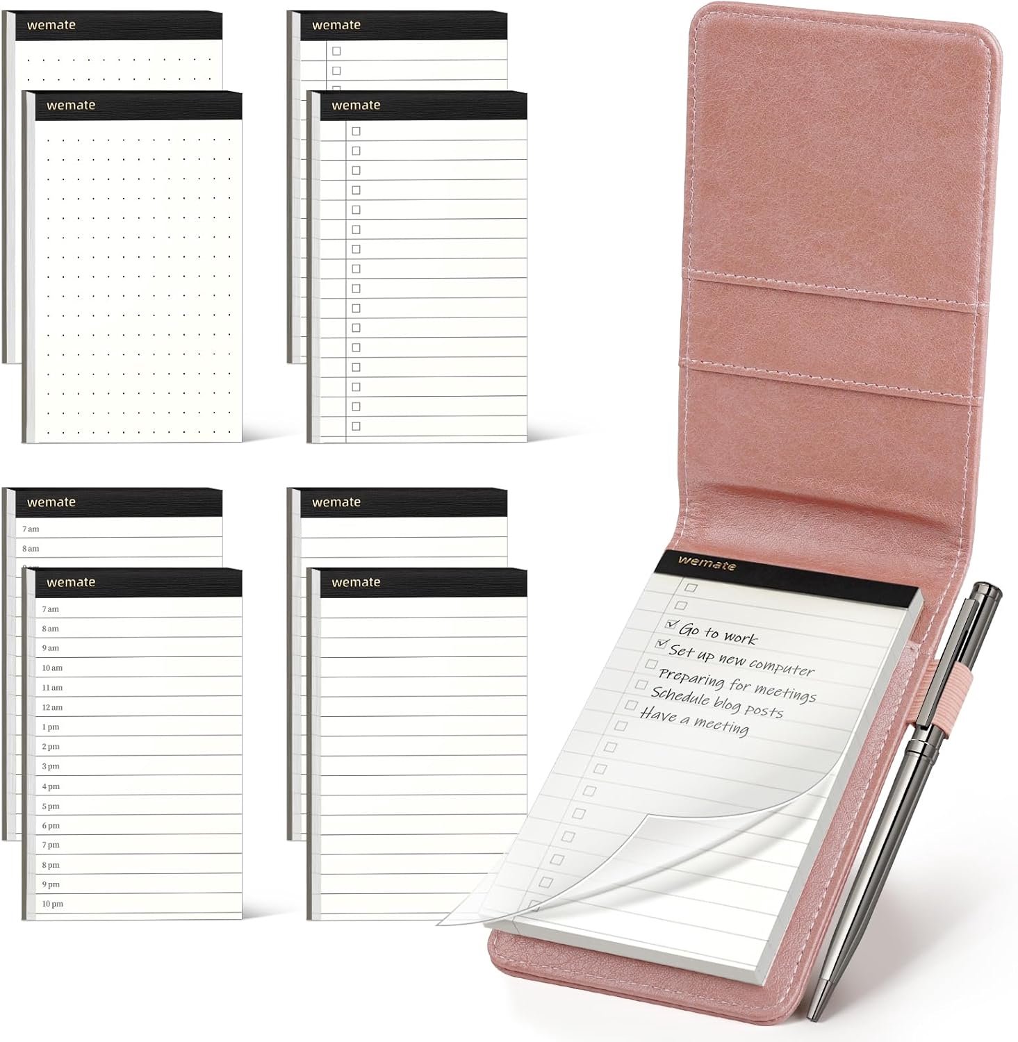 Notitieblokhouderset 10-delig - Mini zaknotitieboekje - Rosé goud - Voor notities en vergaderingen - Thijox