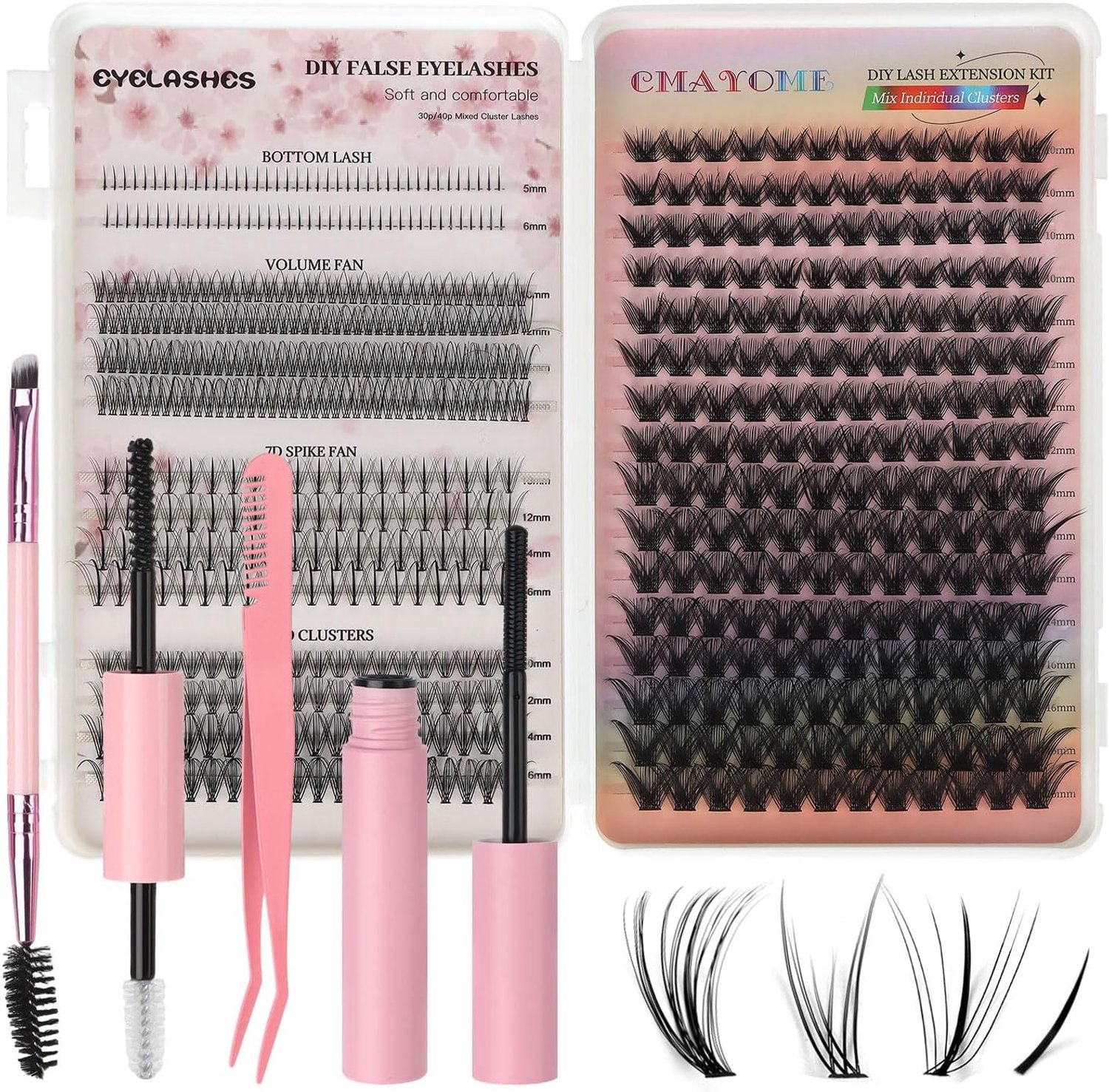 Doe-het-zelf clusterset 10-16 mm - complete wimperverlenging - met bond & sealant - 48 uur waterdicht - Vemera