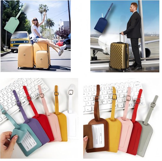 6 stuks kofferhangers, reis- en bagagelabels, etiketten voor koffer, reiskoffer, naamplaatjes, in lichte kleuren voor bagage — afbeelding 5