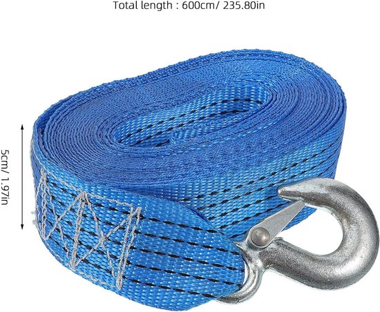 2 Stuks Zware Polyester Trailer Hijsbanden met Stalen Haak Brede Boot Takelriemen met Antislip Webbing Universele Handbediende Lierbanden voor Veilige Transport — afbeelding 4