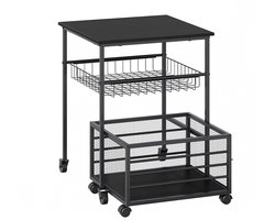 Mini Koelkast Verhoger - Met 2 Opberglades - Draagkracht tot 136 kg - Multifunctioneel Onderstel Zwart