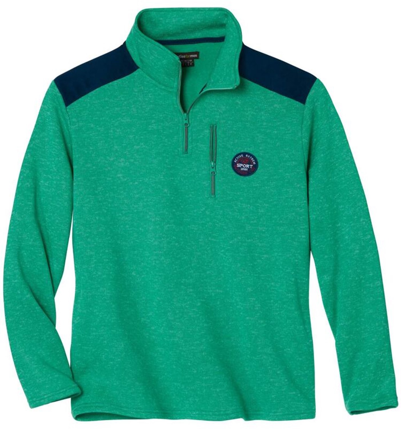 ATLAS FOR MEN - Gemêleerde sweater van molton - Heren - Verkrijgbaar in grote maten - M