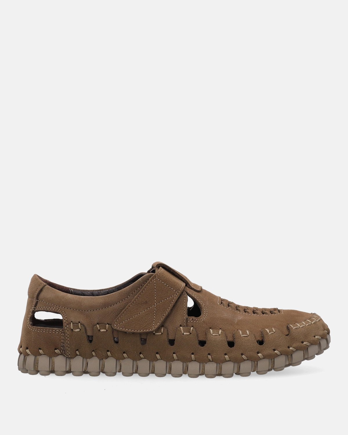 Venezia Heren Nubuck Sandalen Klittenband Beige