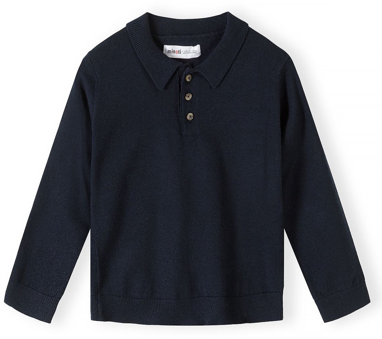 Minoti trui jongens – gebreide polokraag – knoopsluiting – marineblauw