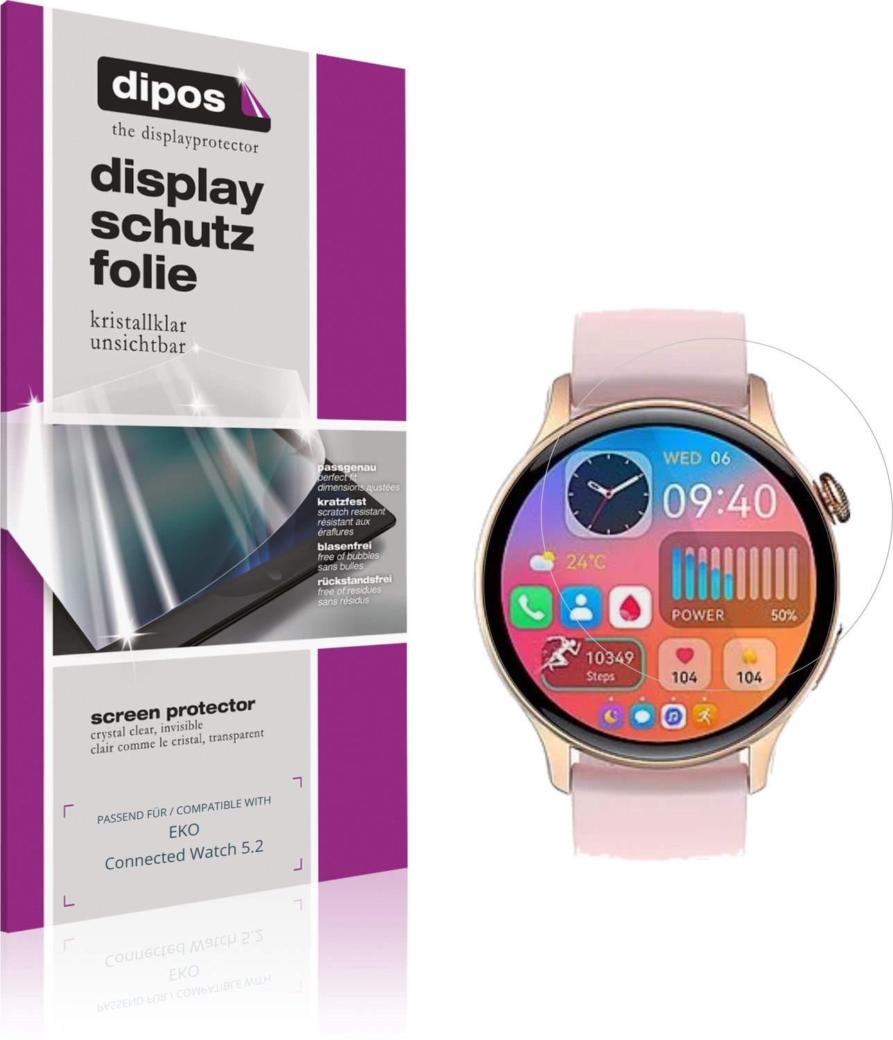 dipos – 6x Beschermfolie geschikt voor EKO Connected Watch 5.2 | Krasbestendige & heldere Screenprotector Ultra-Thin