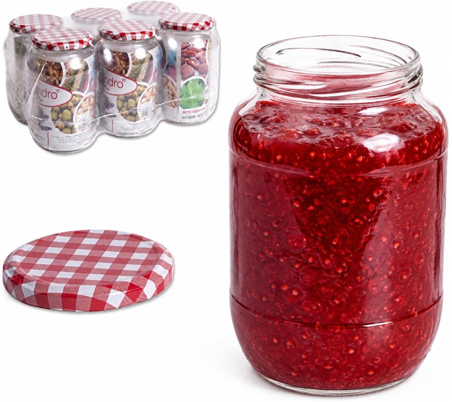 Alessandro Weckpotten / inmaakpotten Juicy - 6x stuks - transparant - 900 ml - met draaideksel - glas - lege potjes - voedsel bewaren
