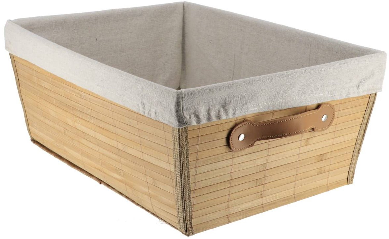 Panière dressing en bambou et lin 45 x 32,5 x 18 cm