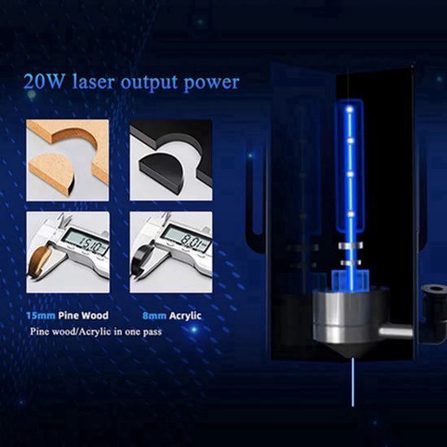 Lasergraveermachine - Graveerset - Graveerder - Graveerapparaat - 20W - 0.08x0.1mm Laser Spot - 375x375mm - Kleuren Touchscreen 32-Bit Chipset - Werkgebied