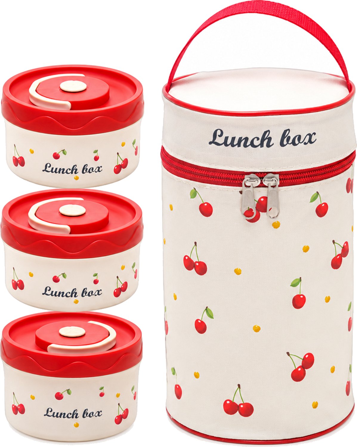 Broodtrommelset met 3 lunchboxen van 304 roestvrij staal, 2 × 440 ml en 1 × 600 ml, met draagtas
